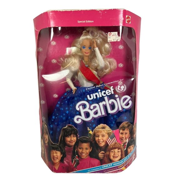 Vintage 1989 Unicef Barbie Doll Special Edition Blonde Blue Eyes NRFB - Picture 1 of 14